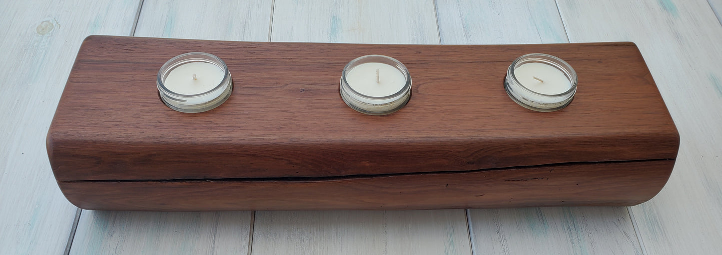 River Salvaged Black Walnut Centerpiece Candle Holder