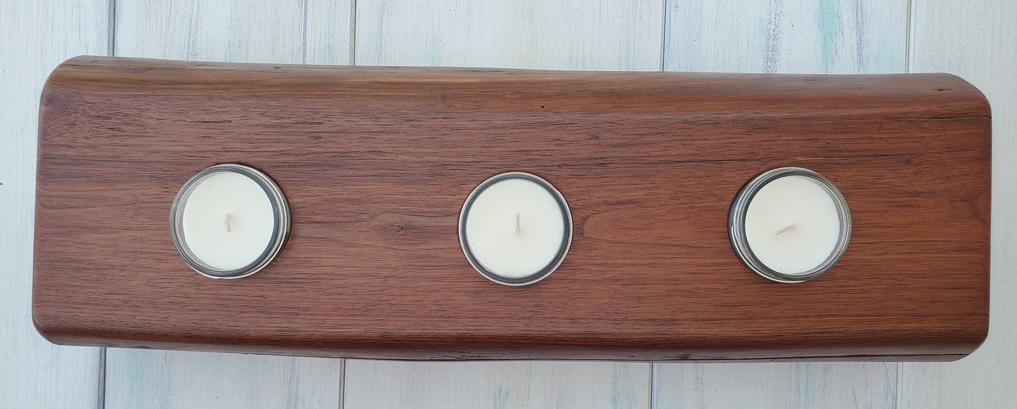 River Salvaged Black Walnut Centerpiece Candle Holder