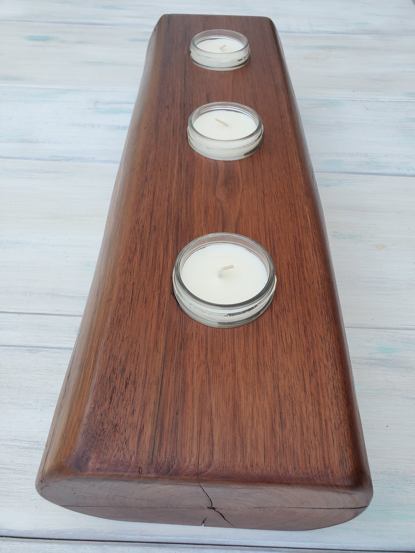 River Salvaged Black Walnut Centerpiece Candle Holder