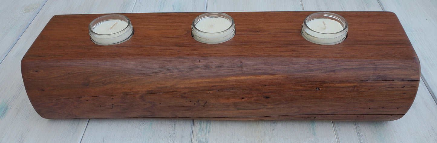 River Salvaged Black Walnut Centerpiece Candle Holder
